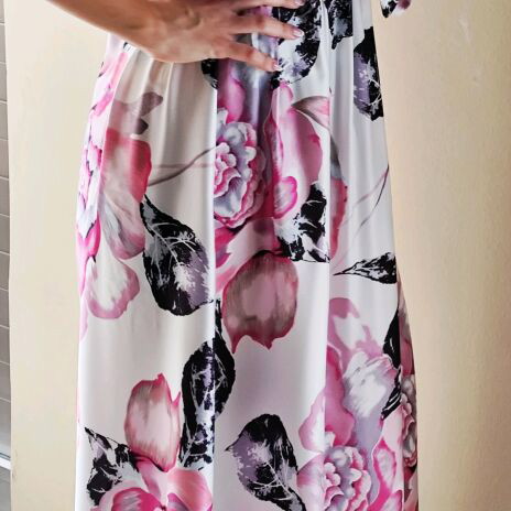 Maxi dress Seva new, medium, white pink