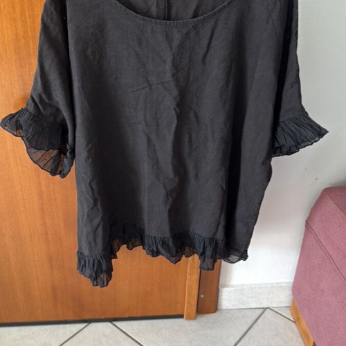 Linen blouse black one size like new