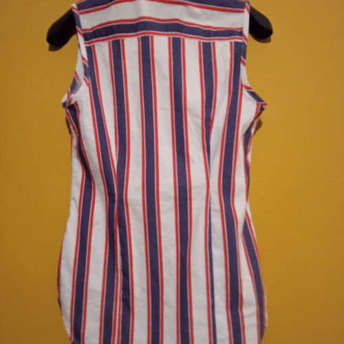 Next sleeveless striped blouse like new, UK 10, blue and red