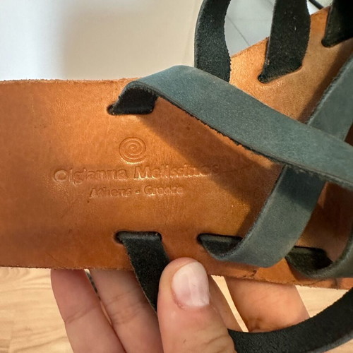 Leather sandal petrol color used, size 38