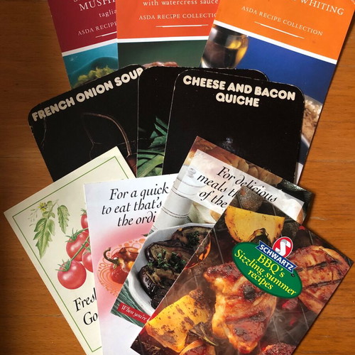 90s Recipe Cards and Leaflets used, English