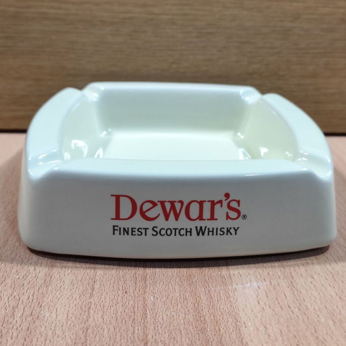Dewar's White Label scotch whisky ceramic ashtray used