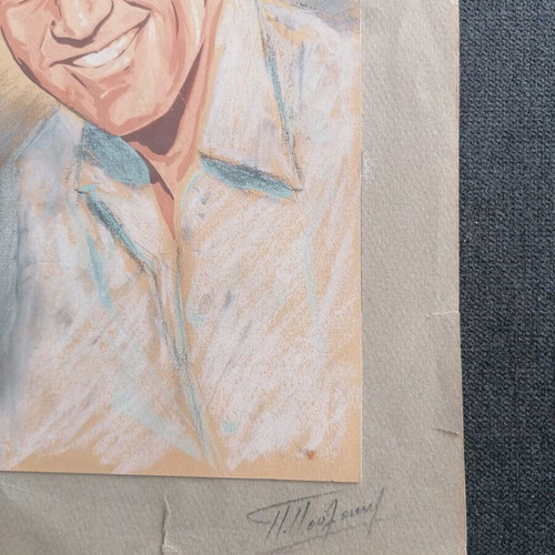 Portrait of William Holden by P. Poulakis, colored pencils, used