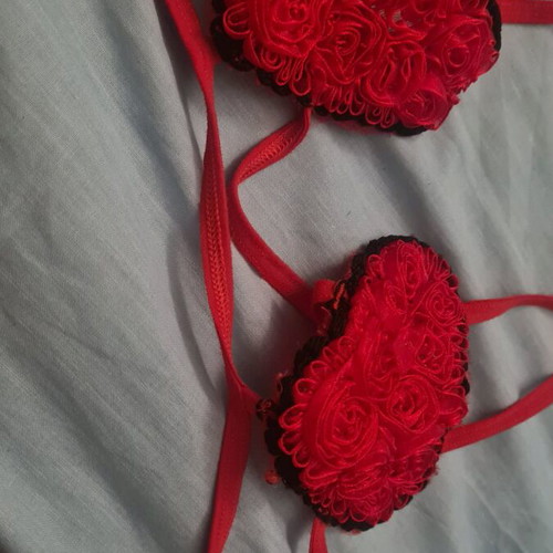 Lingerie set size S new, red with heart detail