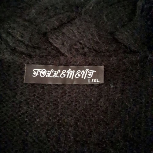 Black knitted mini dress like new with cable knit collar and sequins