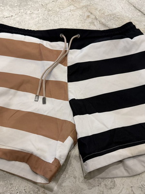Hugo Boss Swim Shorts size M like new, striped black beige camel