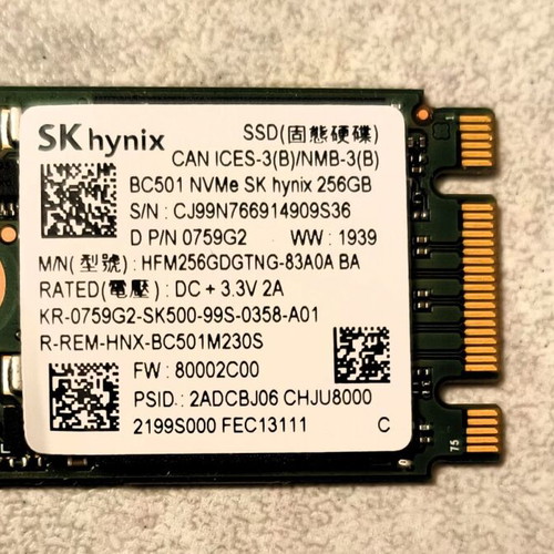 SSD 2230 NVMe 256GB SKhynix like new