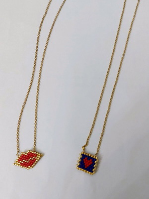 Stainless steel women's macrame jewelry set gold color, new, 2 pieces