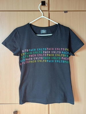 Paco & Co T-shirt used, black with multicolor print, size S