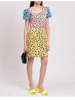Love Moschino Μίνι Φόρεμα Νέο, Ροζ Λεοπάρ Σχέδιο, Μέγεθος M