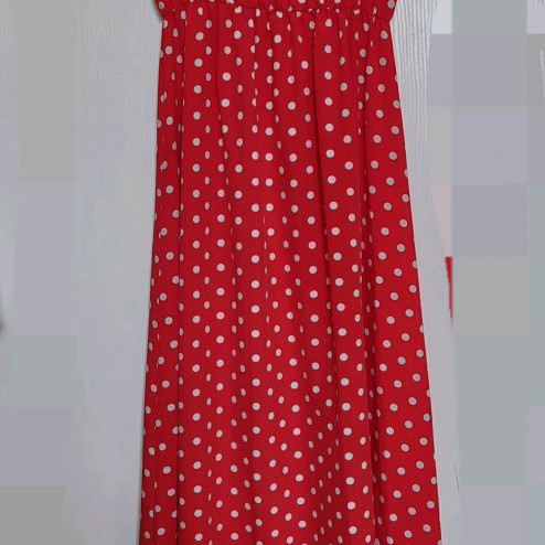 Long dress red with white polka dots size M like new