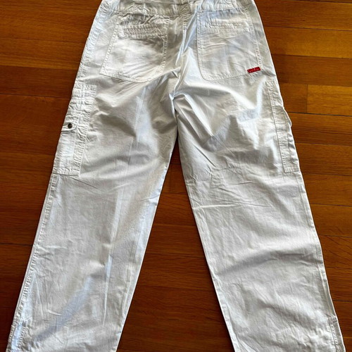 Madlen white cargo pants with satin pockets and decorations, like new