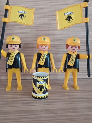 Playmobil AEK Fan Figures like new with flags and scarves