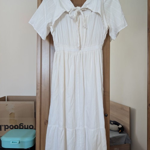 Japanese white dress with back bow, size S