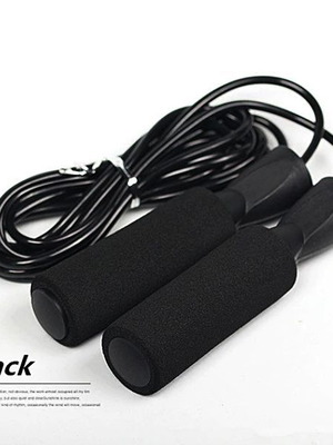 Ново фитнес въже за скачане с меки дръжки, PVC, 3 м, черно