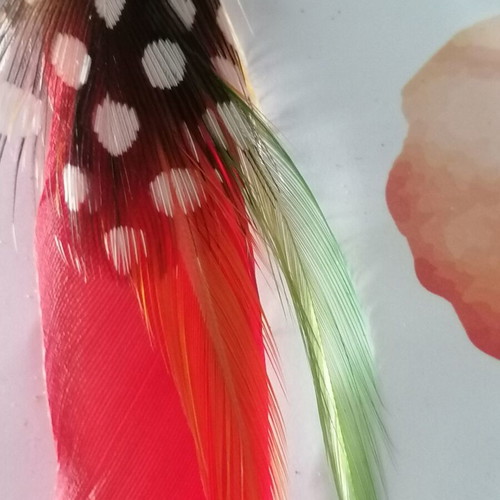 Boho earrings handmade with natural colorful feathers, new