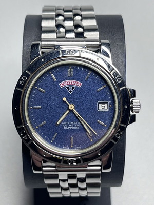 Certina DS Automatic Date ανδρικό ρολόι μεταχειρισμένο, μπλε καντράν, κρύσταλλο ζαφείρι