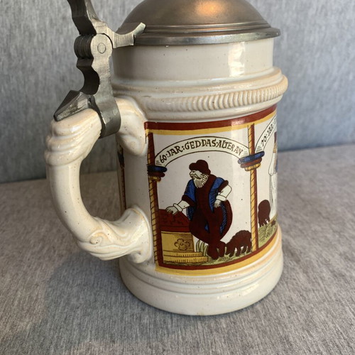 German beer stein with lid used