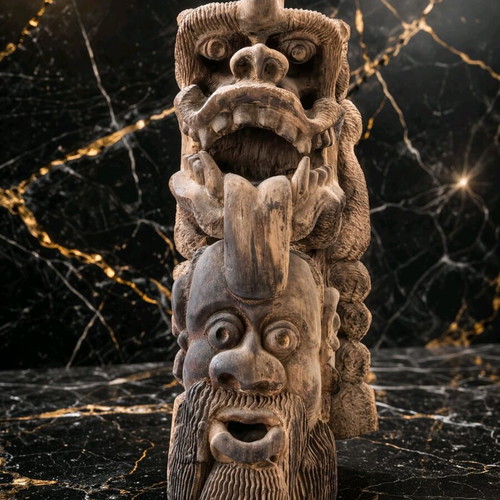 Wood Carving Figure used, handmade art, 29 cm