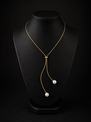 Exis Jewellery gold Y necklace with pearl details like new