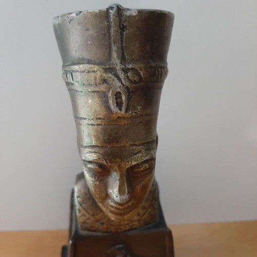 Bronze bust of Nefertiti used with Egyptian Revival base