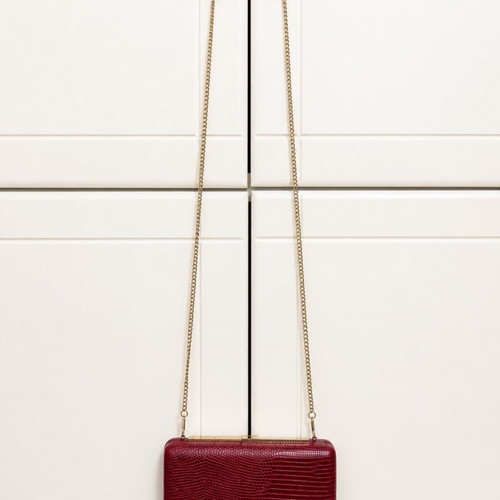 Parfois Clutch shoulder bag burgundy croco style like new