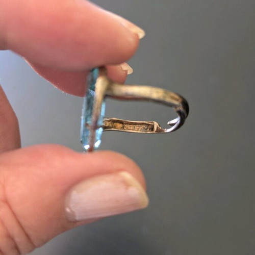 Silver ring with blue stone like new