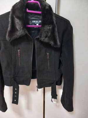 Women's suede jacket brown with fur collar like new
