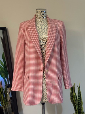 Zara blazer size M gingham pink and white like new