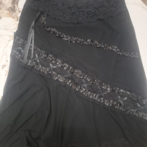 Mary Lides Gothic Lolita black skirt with lace and ribbons, L
