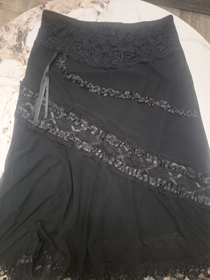 Mary Lides Gothic Lolita black skirt with lace and ribbons, L