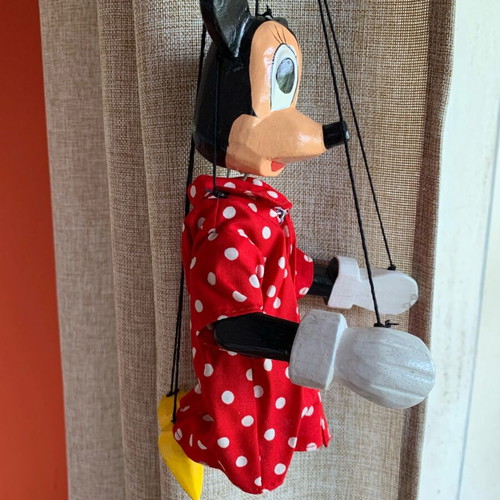 Mini Mouse wooden marionette new with dress