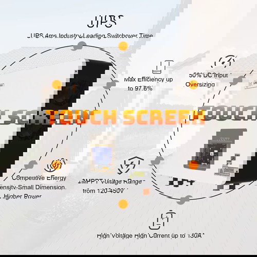 Lumentree 48V 6KW On-Of Pure Sine Wave Solar Hybrid Inverter με οθόνη αφής, Dual MPPT 6000 watt