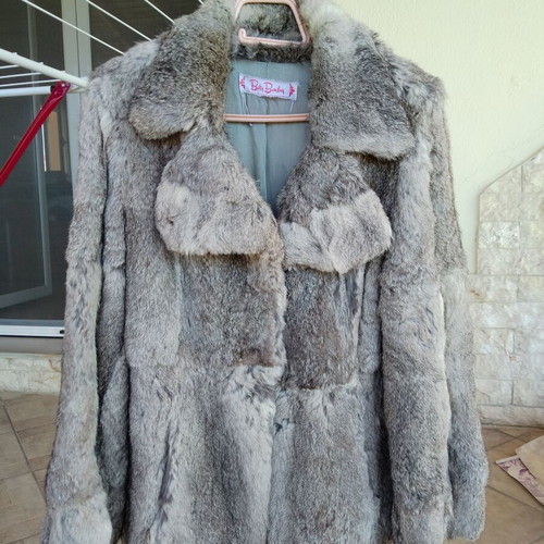 Women's natural rabbit fur used, medium size, gray shades