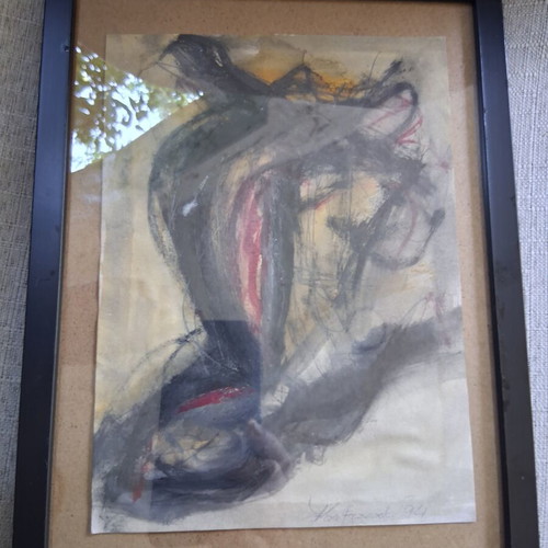 Painting "Γυμνο" framed 20×26cm, like new, signed