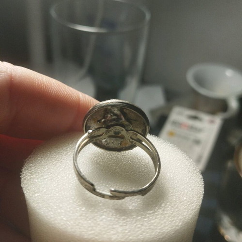 Handmade ring with cameo skull in black-pink color like new