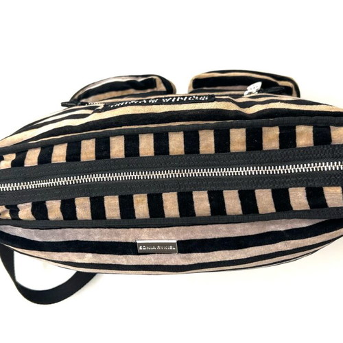 Sonia Rykiel striped crossbody bag used, black and beige fabric
