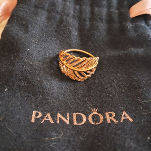 Pandora Rose ring size 54, like new, gold plated silver with rose gold