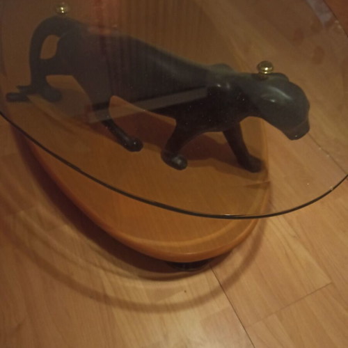 Vintage coffee table with panther sculpture like new