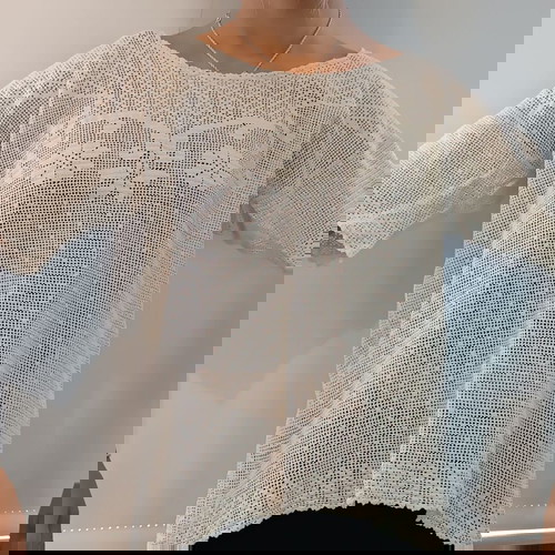 Винтидж плетена блуза в екрю употребявана, размер M