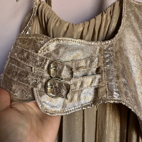 Tassos Mitropoulos dress gold metallic like new