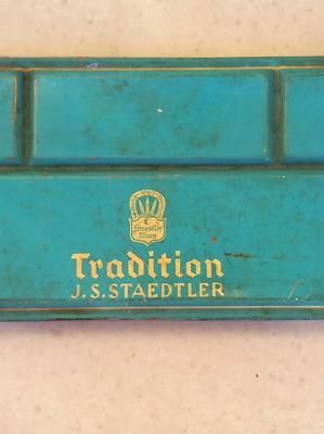 Staedtler watercolor paints used in vintage metal box