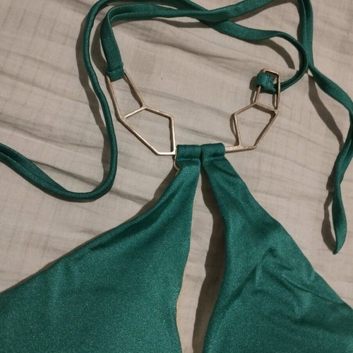 Swimwear top petrol with jewelry new, size M/L