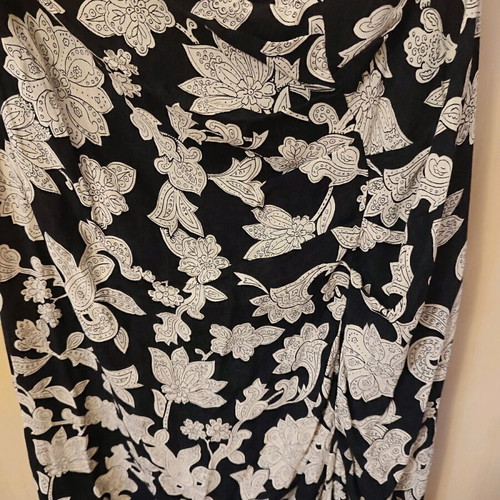 Zara draped midi skirt like new, black and white floral, large