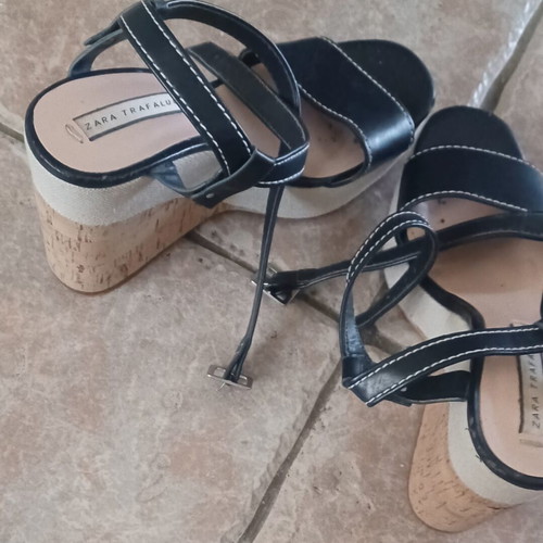 Zara blue platform sandals size 38 like new