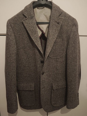 Massimo Dutti men's tweed jacket M like new, brown-gray with elbow patches