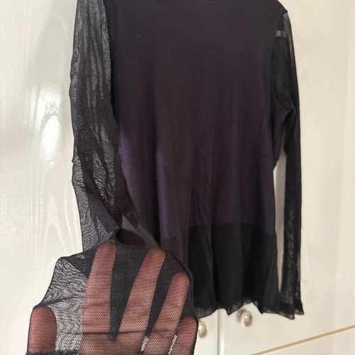Blouse with transparency women's dark purple medium