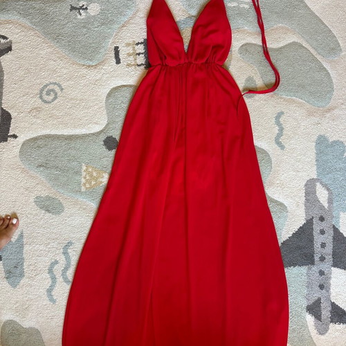 Long red backless dress like new, one size