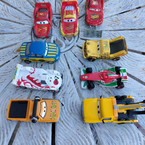 Set of 9 Disney Pixar Cars toy cars used, Mattel metal and plastic