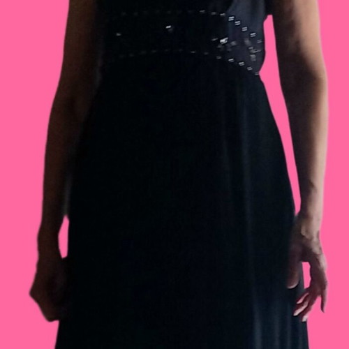 Black evening dress like new, size S with embroidered rhinestones